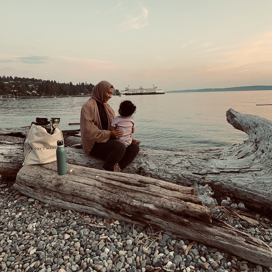 Lissy and Fizza by the water in West Seattle