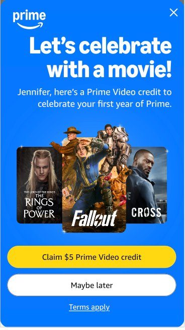 Push notification: Thanks for a great month, Jennifer
