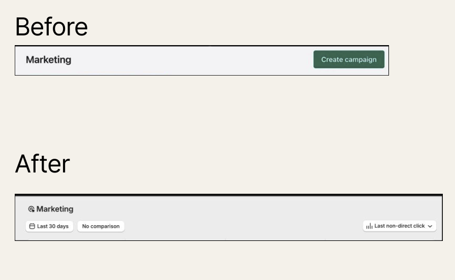 Builder to Analyst: from Create Campaign button to date range, comparison, and attribution model controls