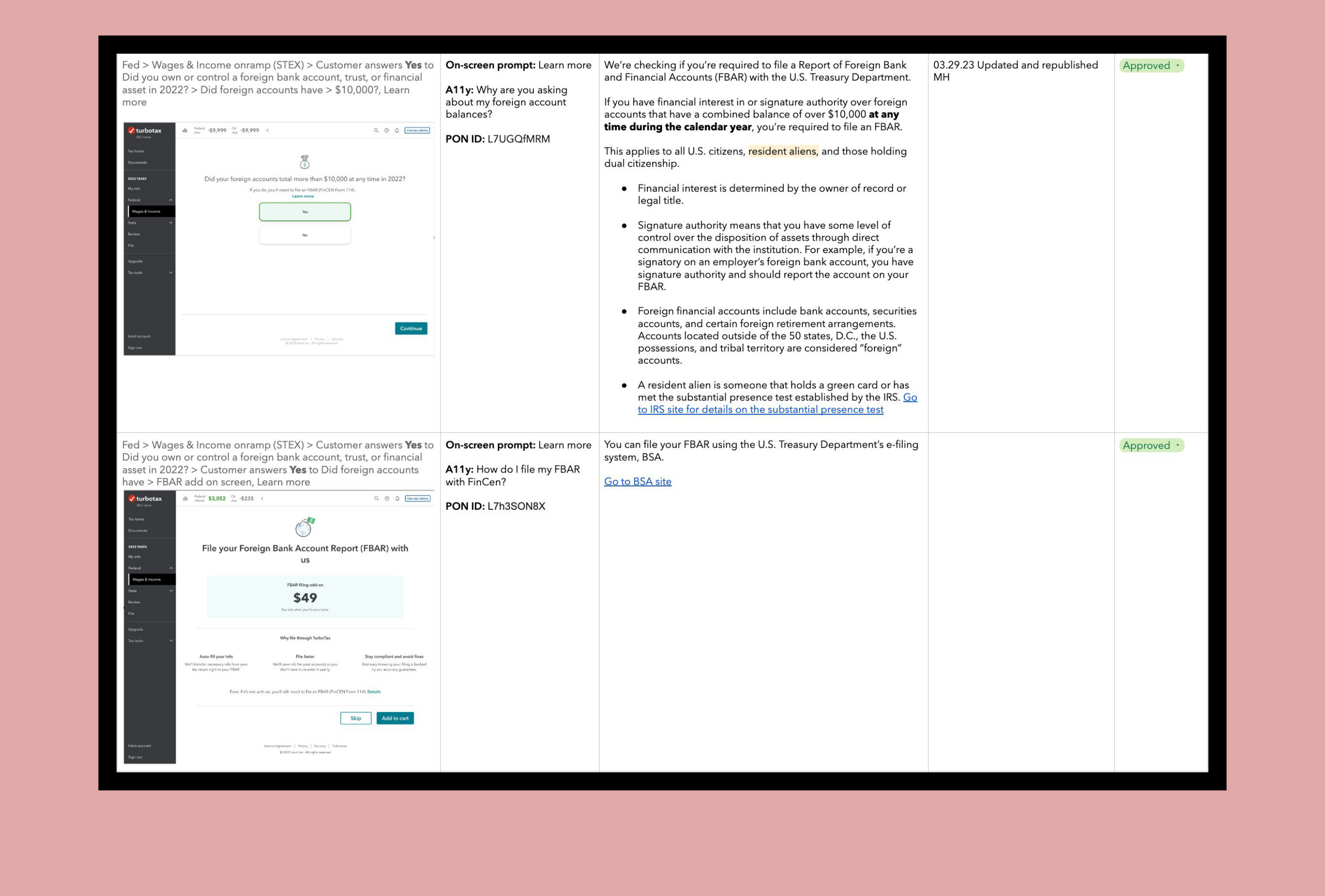 Decision log and content annotation system with approved copy changes