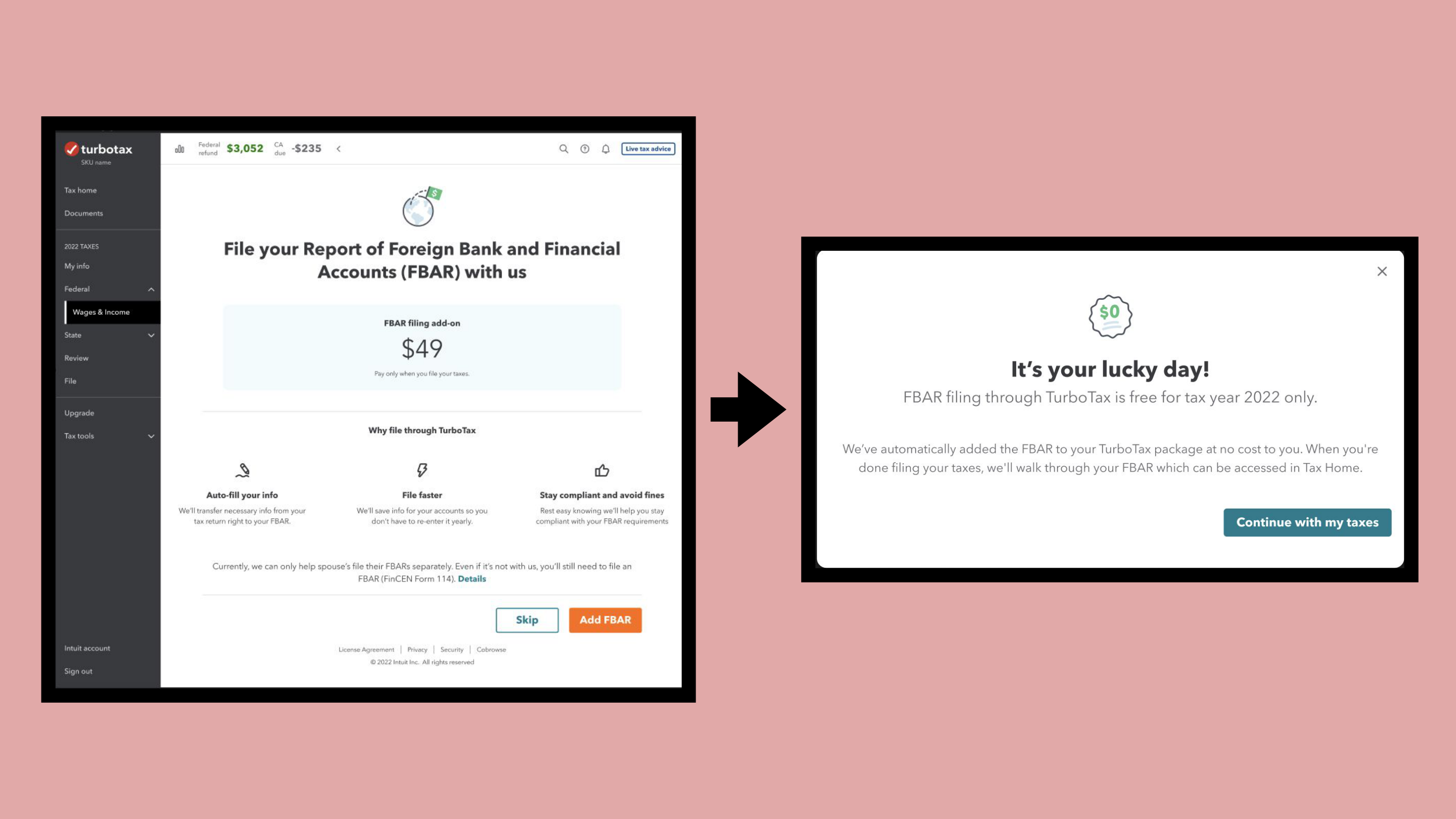 Landing page before and after