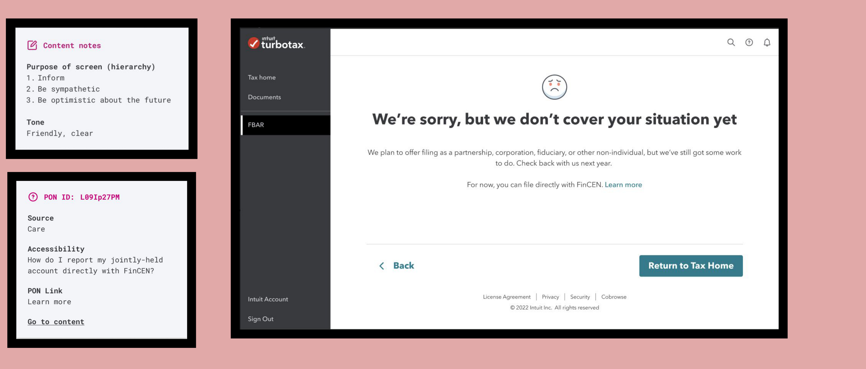 Error state with content notes annotations